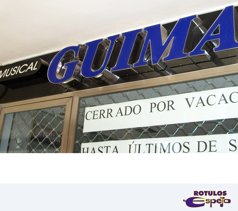 Letras corpóreas en acero Guima