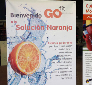 Display roll up publicitario gimnasio go fit