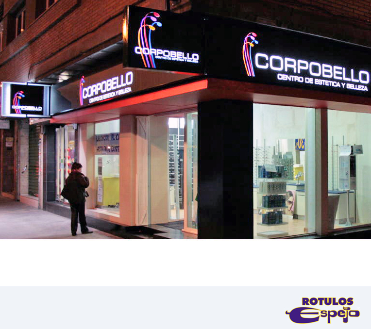 Rótulo luminoso centro de estética Corpobello