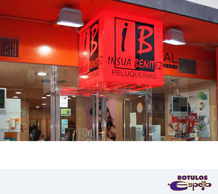 Rótulo luminoso peluquería Insua Benitez