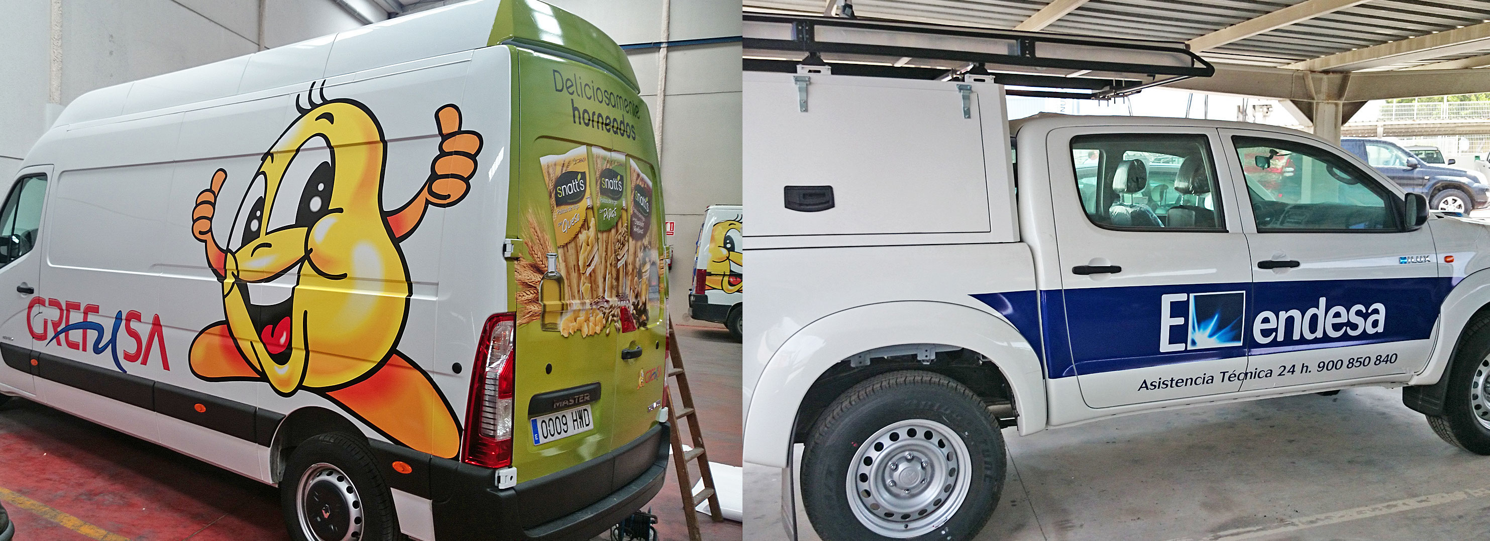 Rotulación de vehículos de Grefusa y Endesa